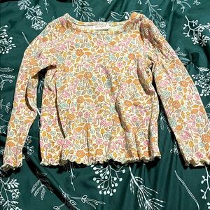 Cat & Jack Striped 4T Ribbed Floral Top